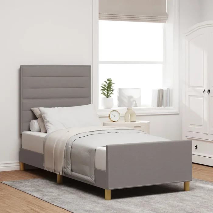 Bed Frame In Taupe, 80X200 Cm, Fabric