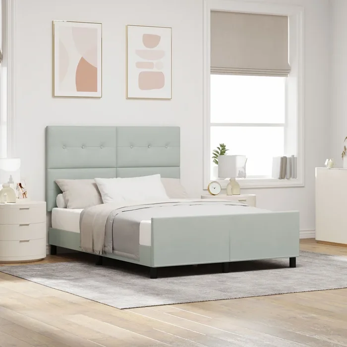 Bed Frame Light Grey 140X190 Cm Velvet