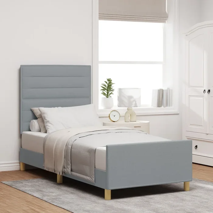Bed Frame Light Grey 80X200 Cm Fabric
