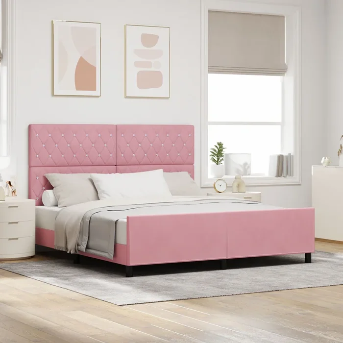 Bed Frame Pink 180X200 Cm Velvet