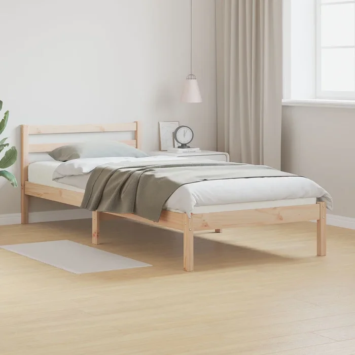 Bed Frame With Headboard 100X210 Cm Solid Wood Pine