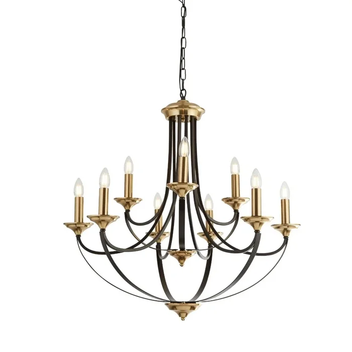 Belfry 9 Light Dark Brown and Bronze Ceiling Light