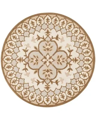 Bellagio Ivory/Dark Beige Round Area Rug srug127