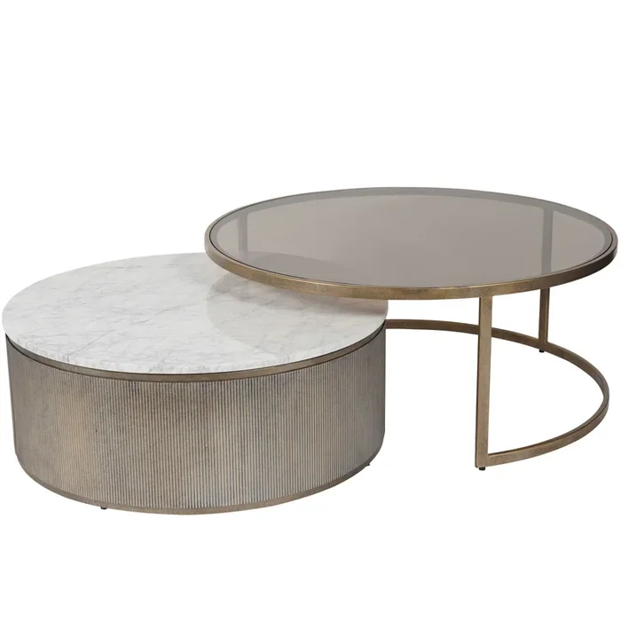 Belvedere Aged Gold Set of 2 Nesting Coffee Tables