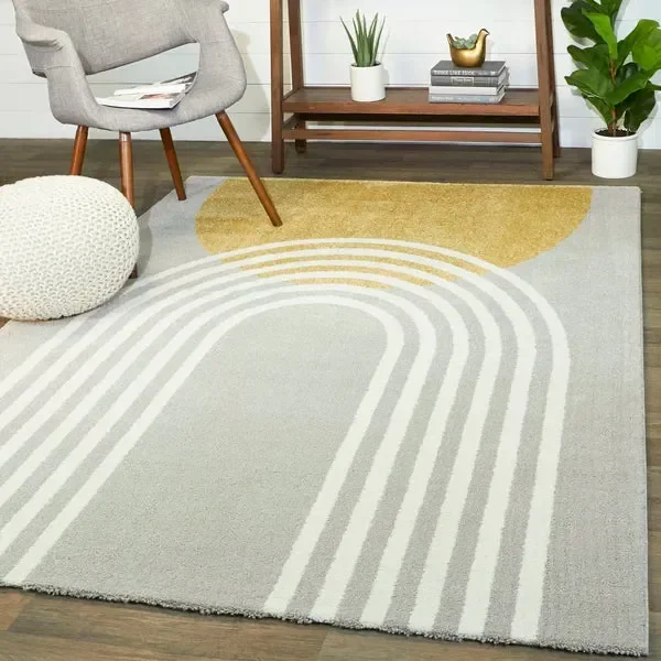 Bevers Area Rug in Gray/Yellow rectangle 7’10″x10′