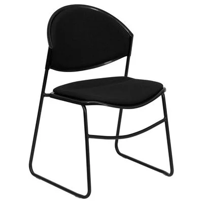 Big and Tall 550 lb. Capacity Black Padded Stack Chair with Black Powder Coated Frame Finish – RUT-CA02-01-BK-PAD-GG