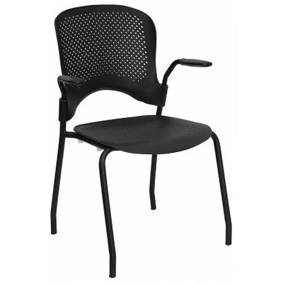 Big and Tall Black Perforated Stacking Side Chair with Arms – RUT-208-2K-BK-A-GG