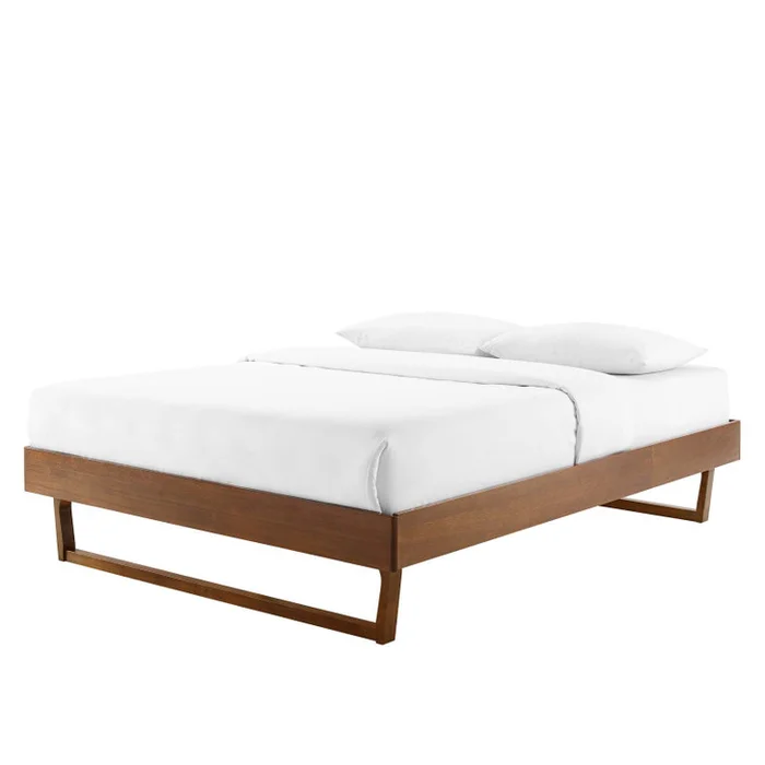 Billie King Wood Platform Bed Frame, Wood, Brown Walnut, 21574