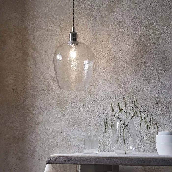 Bindki Hammered Polished Nickel Small Pendant Ceiling Light