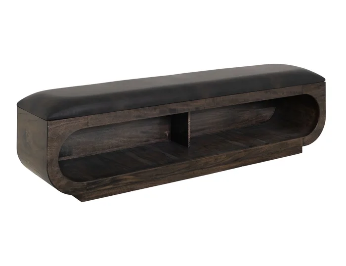 Black Balam – Wooden Bench With Cushioned Seat – Oil Black