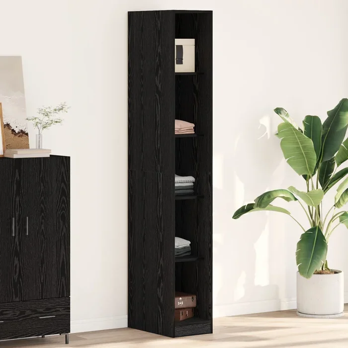 Black Oak Wardrobe – 30X50X200 Cm, Made From Engineered Wood