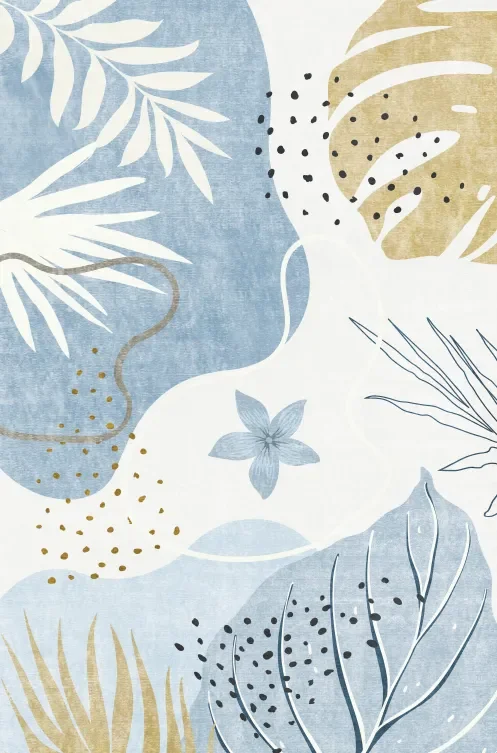 Bloomy | Custom Washable Rugs Print Carpet Runner Blue | Multi Color