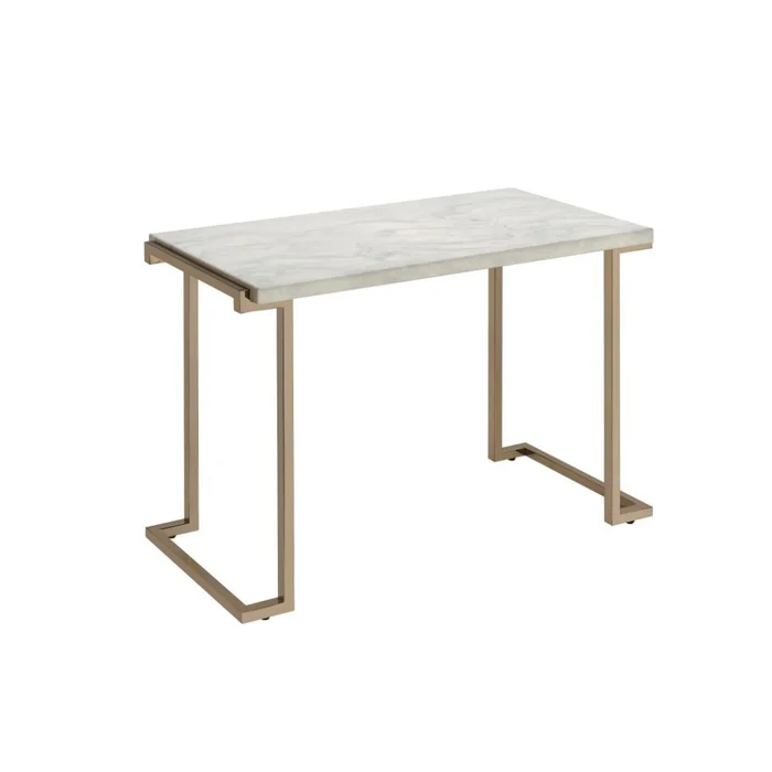 Boice II – Accent Table – Faux Marble & Champagne