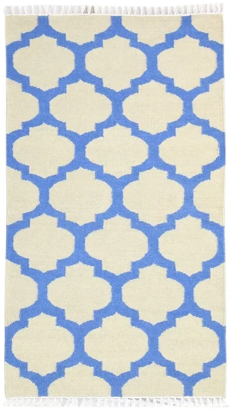 Bonny Wool Beige Rug 3′ X 5′ Modern Dhurrie Moroccan Scroll Tile