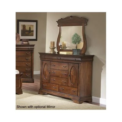 Bordeaux 5 Drawer 2 Door Bureau Brown Cherry – Largo – LARGO-ST-B4300-11