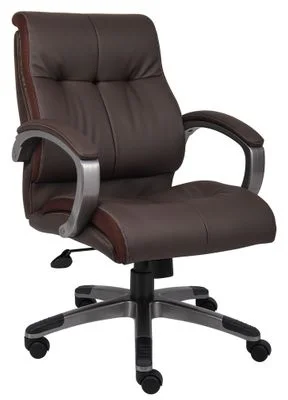 Boss Double Plush Mid Back Executive Chair in Brown – B8776P-BN