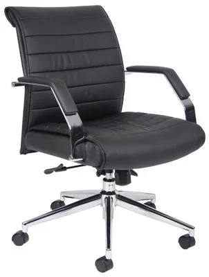 Boss Executive Mid Back Ribbed Chair in Black – B9446