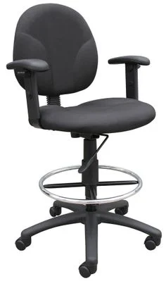 Boss Fabric Drafting Stool in Black – B1691-BK