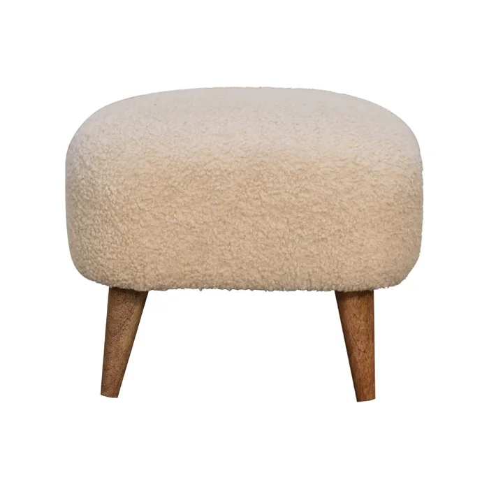 Boucle Square Footstool – Cream