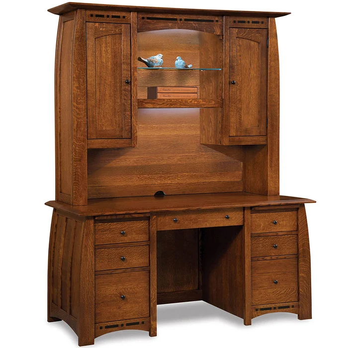 Boulder Creek Amish Desk & LED Lighted Hutch