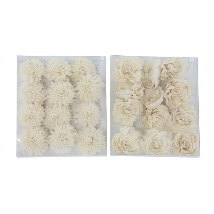 Boxed Sola 2 Piece Natural Carnation and Rose Flower Set, B74-DS04
