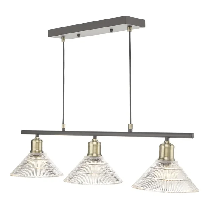 Boyd 3 Light Pendant Glass and Antique Brass Ceiling Light