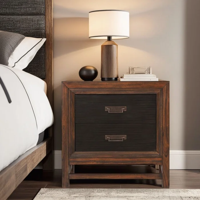 Branson – 2 Drawer Nightstand, Two Tone – Brown