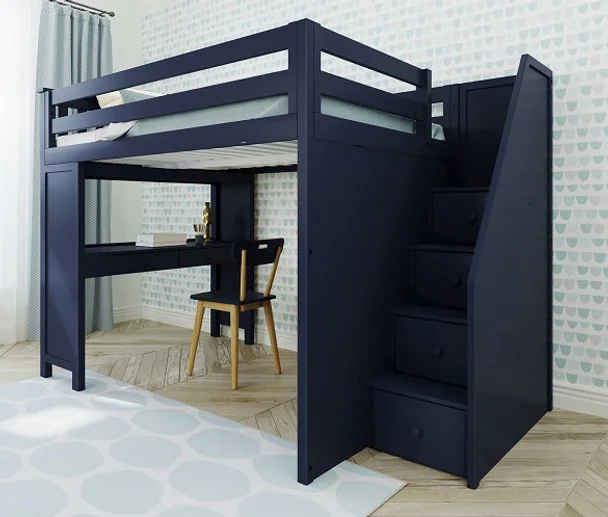 Braxton Blue Full Size Loft Bed with Desk