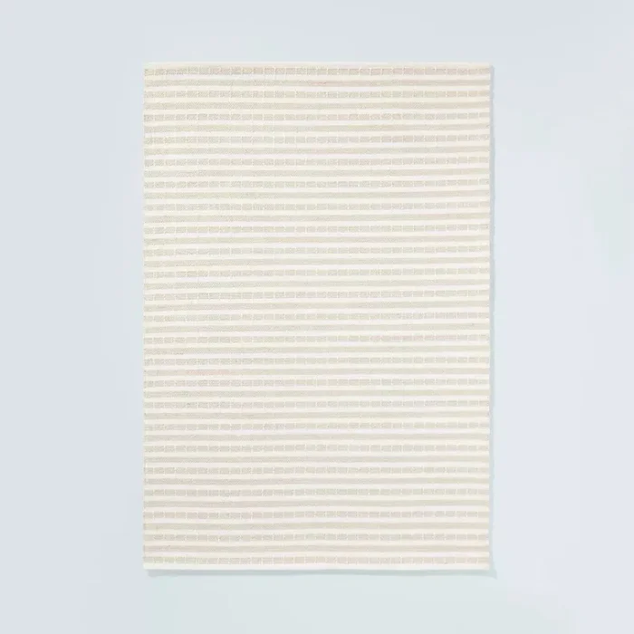 Break Stripe Handmade Area Rug Taupe/Cream, 7×10