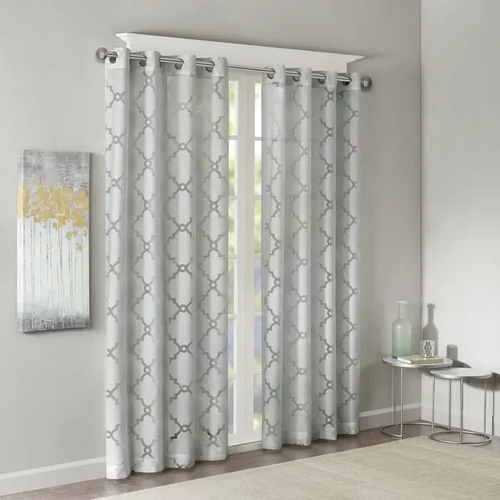 Breckenridge Geometric Sheer Grommet Curtain Panel (set of 2) EE1146