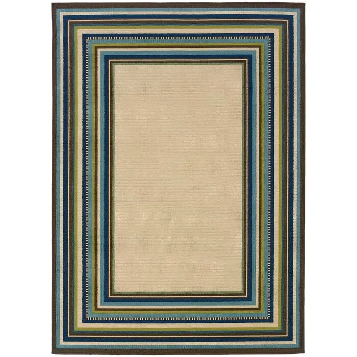 Brendel Looped/Hooked Beige/Blue Indoor/Outdoor 2’5″ x 4’5″ Accent Rug ERUG189