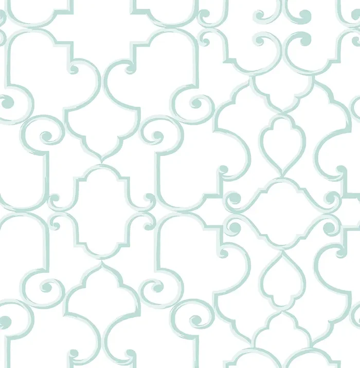 Brewster 2734-003528 Lilles Aqua Trellis Wallpaper