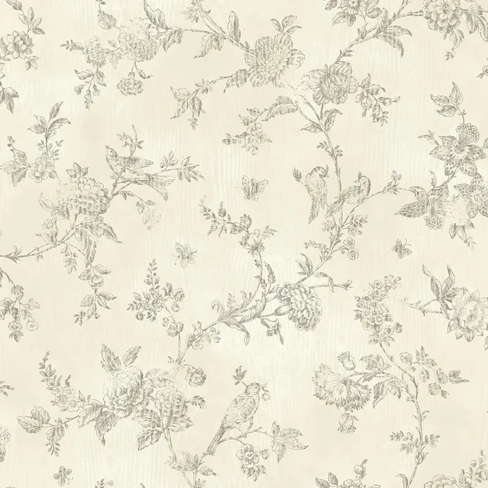 Brewster 2904-02193 French Nightingale Cream Trail Wallpaper
