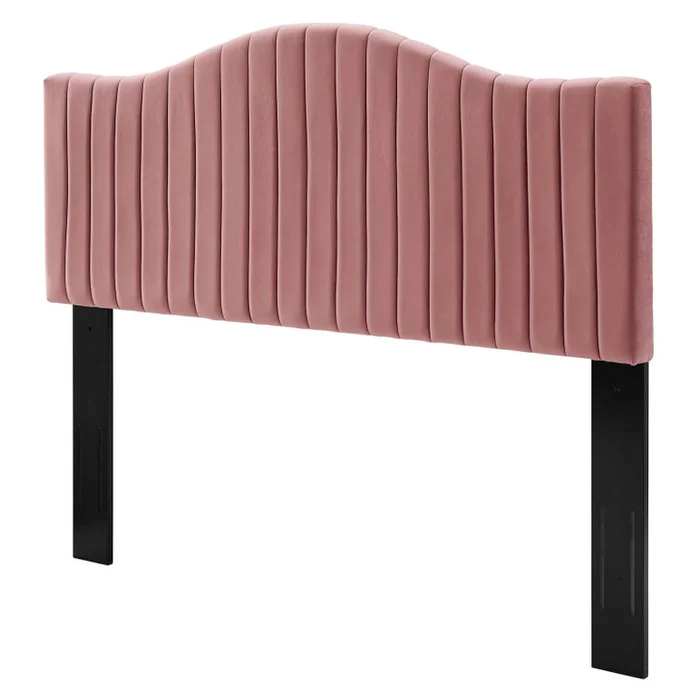 Brielle Channel Tufted Performance Velvet Full/Queen Headboard, Velvet, Pink, 22373
