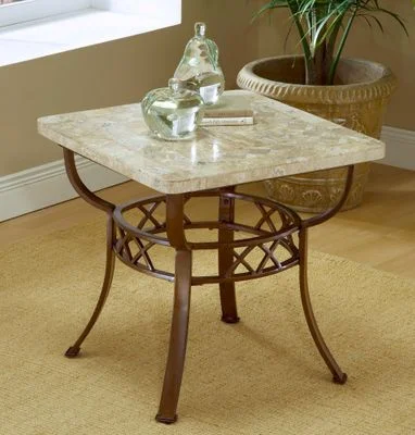 Brookside Fossil End Table with Stone Top – Hillsdale Furniture – 4815OTE