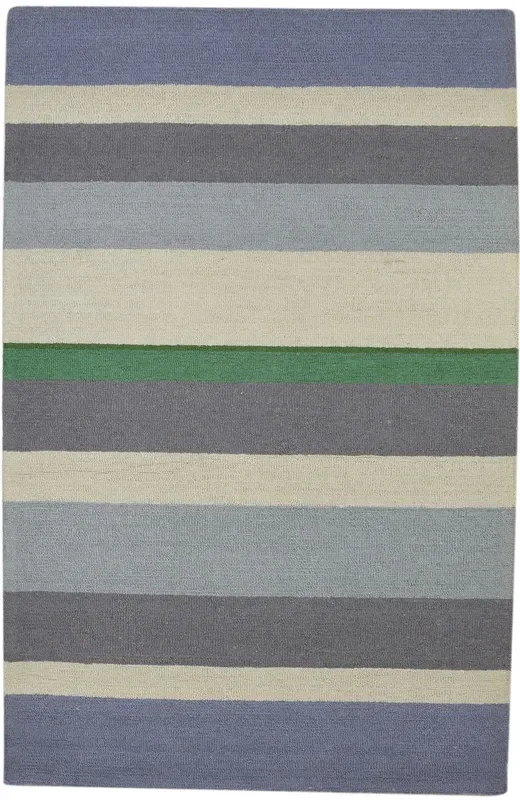 Brunhilda Multi Color Wool Rug 5X8 Modern Hand Tufted Scandinavian Striped