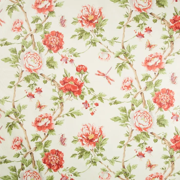 BRUNSCHWIG & FILS 8017135.9.0 LES PIVOINES PRINT RED Fabric