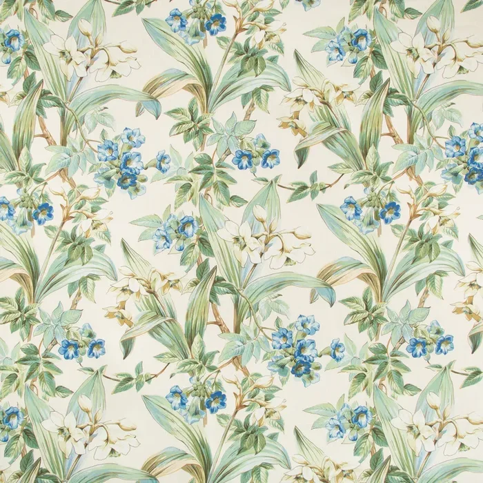 BRUNSCHWIG & FILS 8018117.5.0 DAFFODIL AND VINE BLUE Fabric