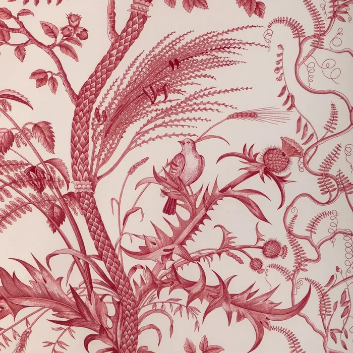 BRUNSCHWIG & FILS BR-79431.166.0 BIRD AND THISTLE COTTON PRINT RED Fabric
