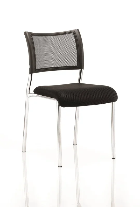 Brunswick Visitor Chair Black Fabric Without Arms Chrome Frame