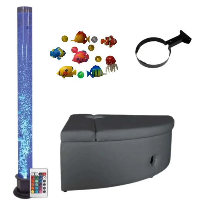 Bubble Sensory Light Tube 150cm & Grey Corner Padded Seat Plinth Base