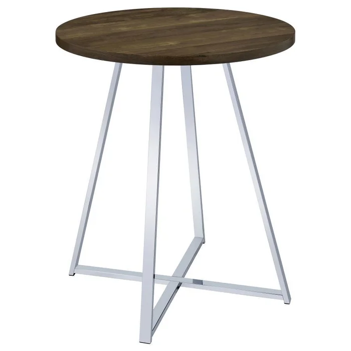 Burkhart – Round Pub Height Bistro Bar Table – Brown Oak