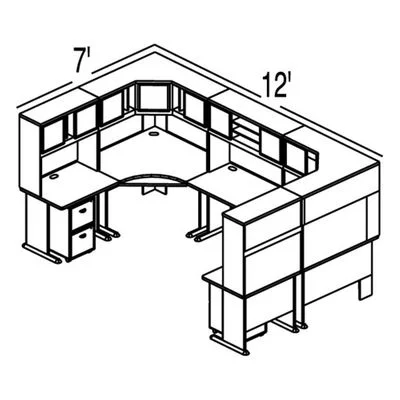 Bush Advantage Medium Cherry Design 42 – Plan For 12′ by 7′ Work Station