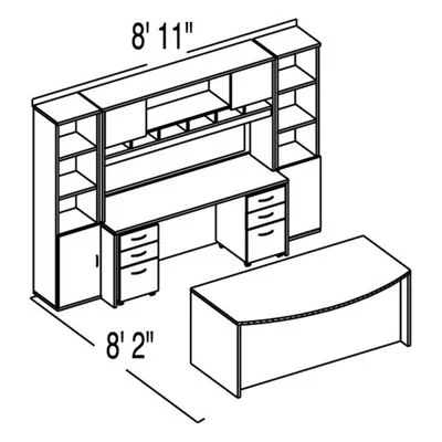 Bush C Series Corsa Light Oak Design 39 – Plan For 8′ 2″ x 8′ 11″ Work Station