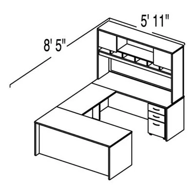 Bush C Series Corsa Medium Cherry Design 22 – Plan For 5′ 11″ x 8′ 5″ Work Station