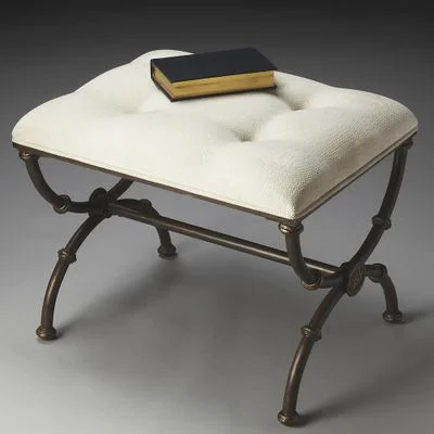 Butler Metalworks Hobnail Upholstered Dark Pewter Stool