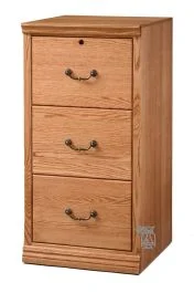 California Made Oak Wood Traditional Three Drawer Standard File Cabinet in Medium Finish