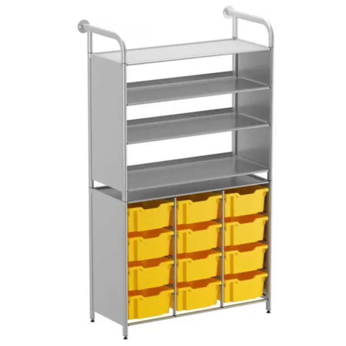 Callero® Custom Tall Unit 3 Flat Shelves & 12 Deep Trays