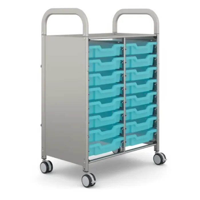 Callero® Gratnells Antimicrobial Double Trolley – 16 x Shallow Trays