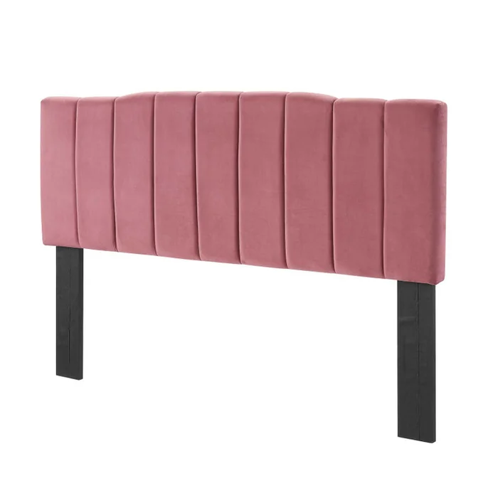 Camilla Channel Tufted King/California King Performance Velvet Headboard, Velvet, Pink, 21459